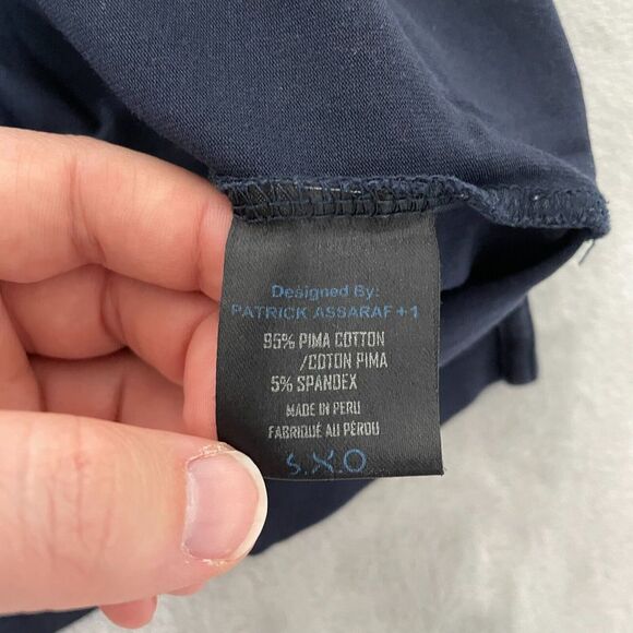 Patrick Assaraf Shirt Mens Extra Large Navy Blue Polo Pima Cotton Stretch Soft - Picture 7 of 9